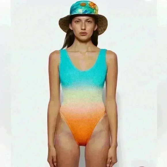 NWT Bound by Bond-Eye Mara One-Piece Swimsuit SM turquoise yellow orange - Picture 3 of 6